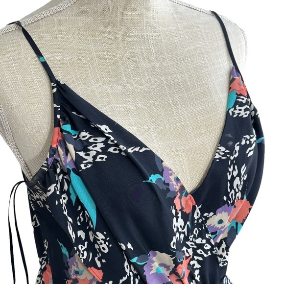 Yumi Kim Womens Back Zip‎ Spaghetti Strap V Neck Floral Dress Navy SM - Picture 1 of 10